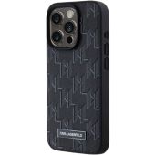 Obal Karl Lagerfeld PU Leather Monogram Metal Logo Magsafe Apple iPhone 15 Pro Max KLHMP15XPKHPORPK Black