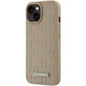 Obal Karl Lagerfeld PU Leather Monogram Metal Logo Magsafe Apple iPhone 14 KLHMP14SPKHPORPE Beige