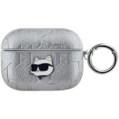 Obal Karl Lagerfeld PU Embossed Choupette Head Apple AirPods Pro KLAPPGCHPS Silver