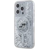 Obal Karl Lagerfeld Liquid Glitter Karl and Choupette Heads MagSafe Apple iPhone 15 Pro KLHMP15LLGKCSGH Transparent