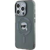 Obal Karl Lagerfeld IML Karl Head Metal Frame MagSafe Apple iPhone 15 Pro KLHMP15LHLSKIK Black