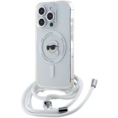 Obal Karl Lagerfeld IML Crossbody Karl Head MagSafe Apple iPhone 15 Pro Max KLHMP15XHCKHNT Transparent