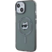 Obal Karl Lagerfeld IML Choupette Head Metal Frame MagSafe Apple iPhone 15 KLHMP15SHLSCHK Black