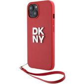 Obal DKNY PU Leather Stack Logo Wrist Strap Apple iPhone 14 DKHCP14SPBSWSP Pink