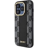Obal DKNY PU Leather Checkered Pattern Magsafe Apple iPhone 15 Pro Max DKHMP15XPCPVSLK Black