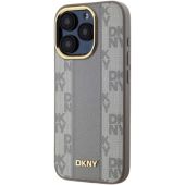 Obal DKNY PU Leather Checkered Pattern Magsafe Apple iPhone 15 Pro Max DKHMP15XPCPVSLE Beige