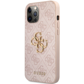 Plastové puzdro Guess na Apple iPhone 12 Pro Max GUHCP12L4GMGPI 4G Metal Logo ružové