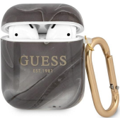 Silikónové puzdro Guess na Apple AirPods 1 / 2 GUA2UNMK Marble Collection čierne
