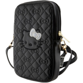 Univerzálne puzdro Hello Kitty na smartfón HKPBPEKHBPK PU Leather Quilted Pattern Kitty Head Logo Phone Bag čierne