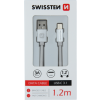 Kábel Swissten USB/USB-C 3.0A 1,2 m strieborný 