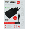 Sieťová nabíjačka Swissten Smart IC 2 x USB + USB-C kábel 2.1A 10,5W čierna