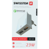 Nabíjací adaptér Swissten 2 x USB,  Quick Charge 3.0, max 23W biely