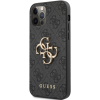 Plastové puzdro Guess na Apple iPhone 12/12 Pro GUHCP12M4GMGGR PU 4G Metal Logo čierne