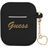 Silikónové puzdro Guess na Apple  Airpods / Airpods 2 GUA2LSCHSK Heart Charm čierne