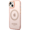 Plastové puzdro Guess na Apple iPhone 14 Plus GUHMP14MHTCMP Translucent MagSafe ružové