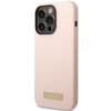 Silikónové puzdro Guess na Apple iPhone 14 Pro Max GUHMP14XSBPLP Silicone Metal Logo MagSafe ružové