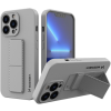 Silikónové puzdro na Apple iPhone 13 Mini Wozinsky Kickstand sivé