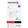SWISSTEN GaN Travel Charger 1xUSB-C 35W PD biela