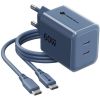 Forcell F-Energy GaN III Crystal Color VT-60, 2xUSB-C PD QC 4.0 60W + USB-C kábel, modrá