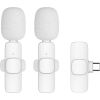 K1 bezdrôtová sada Lavalier mikrofónov pre smartfón, USB-C (2 v sete), biela