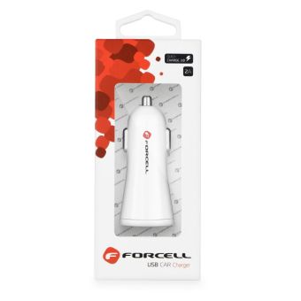 Auto nabíjačka Forcell USB 2,4 A biela