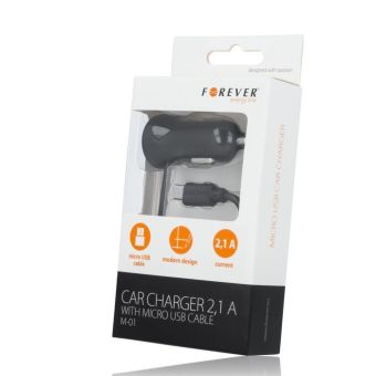 Auto nabíjačka Forever micro USB 2,1A M01 čierna