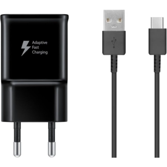 Sieťová nabíjačka Samsung USB-A EP-TA200EBE + EP-DG970BBE USB-C kábel čierna (Bulk)