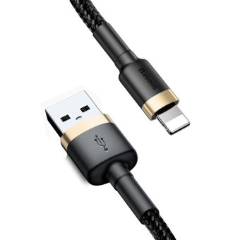 Kábel Baseus Cafule Opletený USB/Lightning 8 pin, 2A, 3m - čierno-zlatý