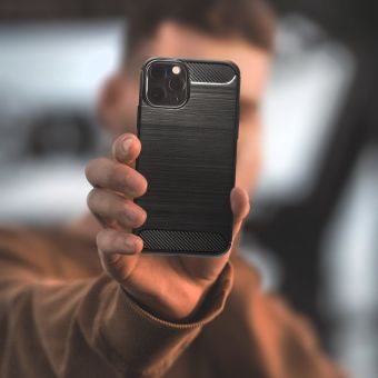Silikónové puzdro na iPhone 12 Pro Max Forcell Carbon čierne