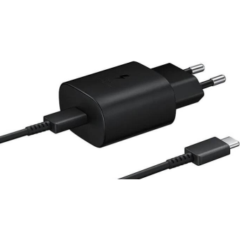 Sieťová nabíjačka Samsung USB-C EP-TA800EBE + EP-DG980BBE 25W čierna (Bulk)