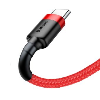 Dátový kábel Baseus Cafule USB/USB-C, opletený 2A, 2m červeno-čierny