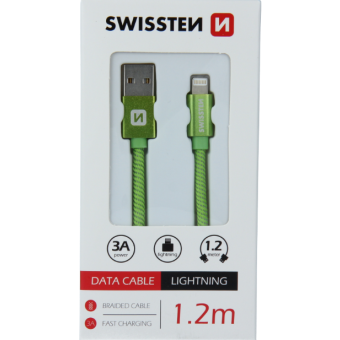 Kábel USB/Lightning (8 pin) Swissten 3.0A 1,2 m zelený