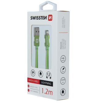 Kábel USB/Lightning (8 pin) Swissten 3.0A 1,2 m zelený