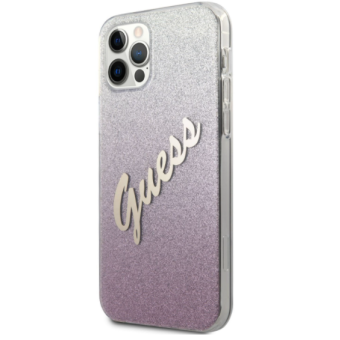 Plastové puzdro Guess na Apple iPhone 12/12 Pro GUHCP12MPCUGLSPI Vintage ružové