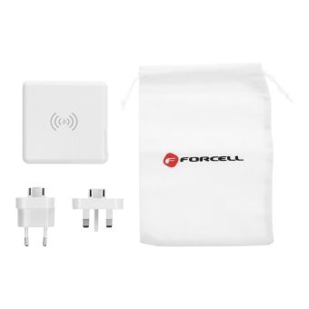 Forcell 4in1 Multifunction Charger 15W, USB/USB-C, powerbank 8000mAh, wireless charging 5W