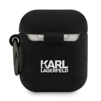 Silikónové puzdro Karl Lagerfeld na Apple AirPods 1 / 2 KLACA2SILRSGBK Rue St Guillaume čierne
