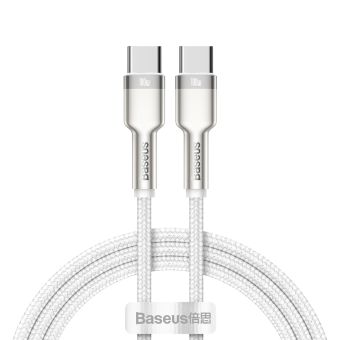 Dátový kábel Baseus Cafule Metal USB-C - USB-C 100W 1,0 m biely