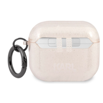 Silikónové puzdro Karl Lagerfeld na Apple Airpods 3 KLA3UCHGD Glitter Choupette Head zlaté