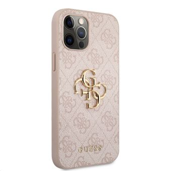 Plastové puzdro Guess na Apple iPhone 12 Pro Max GUHCP12L4GMGPI 4G Metal Logo ružové