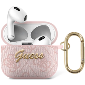 Puzdro Guess na Apple AirPods 3 GUA34GSMP 4G Script PC/PU ružové