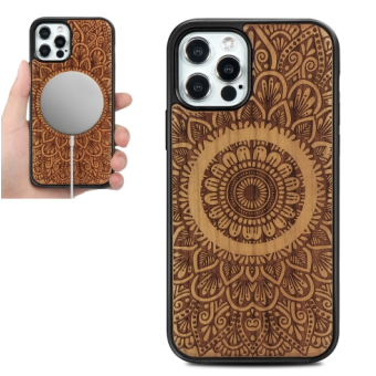Plastové puzdro na Apple iPhone 12/12 Pro Wood Mandala čerešňové drevo