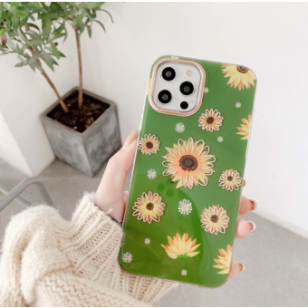 Plastové puzdro na Apple iPhone 12/12 Pro Classic Flower zelené