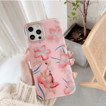 Plastové puzdro na Apple iPhone 12/12 Pro Classic Flower ružové                 