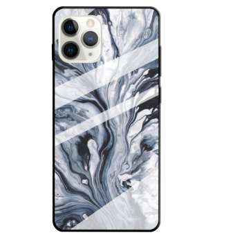 Plastové puzdro na Apple iPhone 12/12 Pro Marble Glass čierne