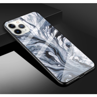 Plastové puzdro na Apple iPhone 12/12 Pro Marble Glass čierne