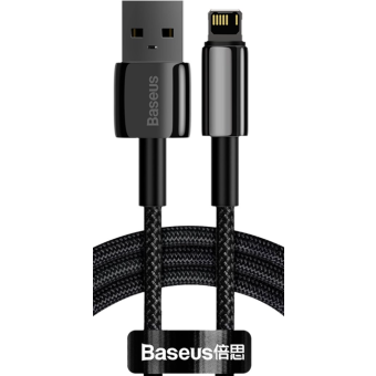 Kábel Baseus Tungsten Gold CALWJ-01, USB na Lightning 2.4A, 1m, čierny