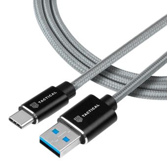 Kábel Tactical Fast Rope Aramid 021, USB-A na USB-C 15W 5V/3A, 0.3m, sivý