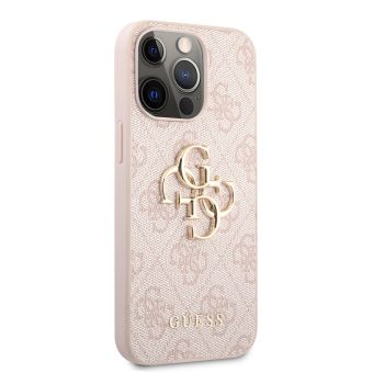 Plastové puzdro Guess na Apple iPhone 13 Pro GUHCP13L4GMGPI 4G Metal Logo ružové