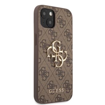 Plastové puzdro Guess na Apple iPhone 13 Pro Max GUHCP13X4GMGBR 4G Metal Logo hnedé