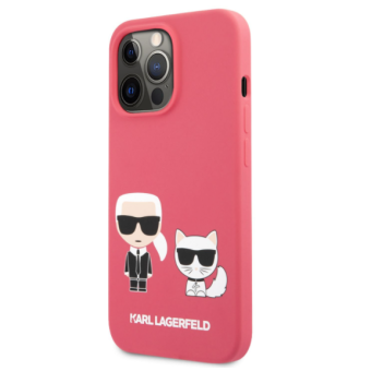 Silikónové puzdro Karl Lagerfeld na Apple iPhone 13 Pro KLHCP13LSSKCP Karl and Choupette Liquid červené